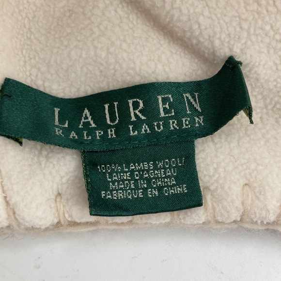 Lauren Ralph Lauren Cream Tan Wool Tassel Knit Hat Ear Flaps Kids OS - Picture 4 of 5